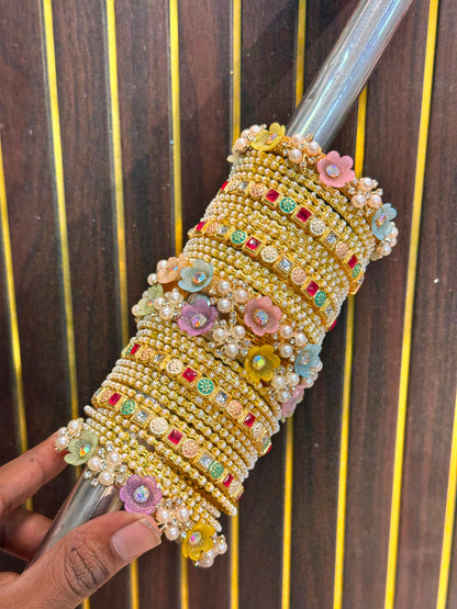 NEW BRASS BANGLES WITH TRENDING FLOWER KADA