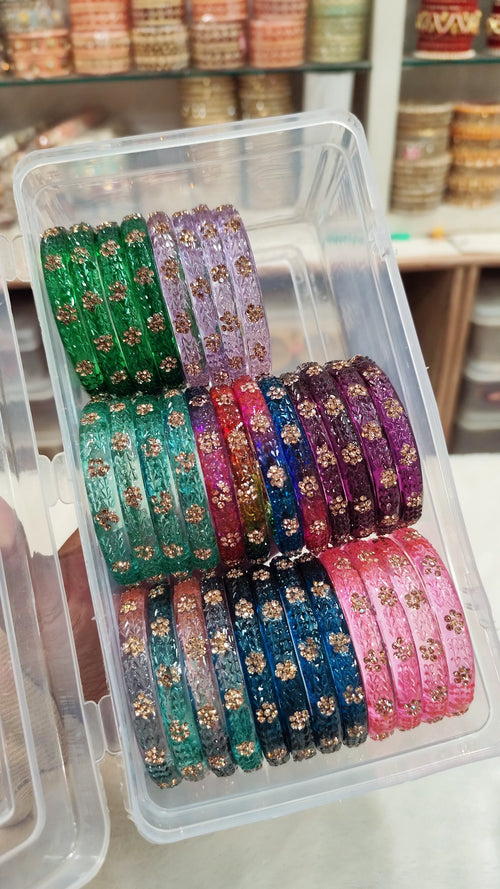 Glass leaf crystal bangles