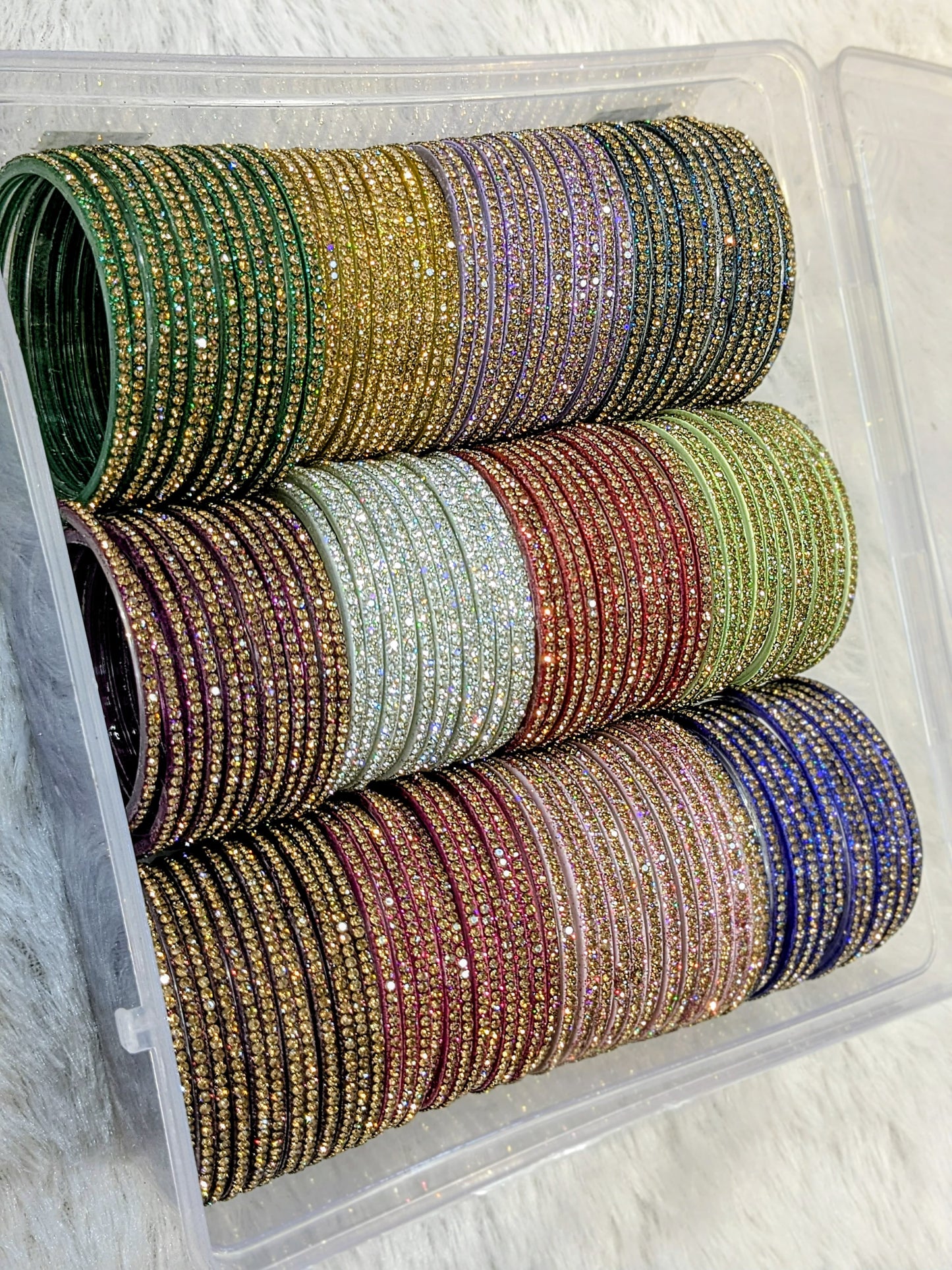 Glass simmer diamond bangles