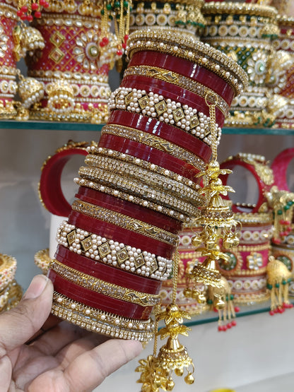 Antic pearl jhumka bangles set