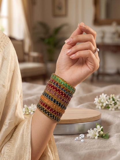 Lotus multy raindrop glass  bangles