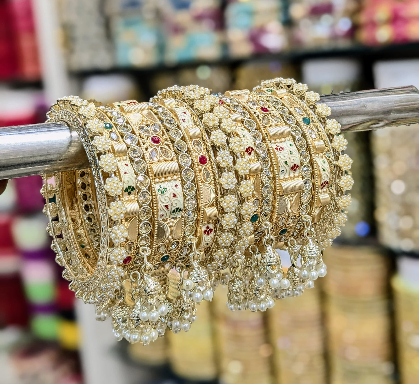 ✨ Royal Bridal Kada Bangles – Stone & Pearl Work ✨