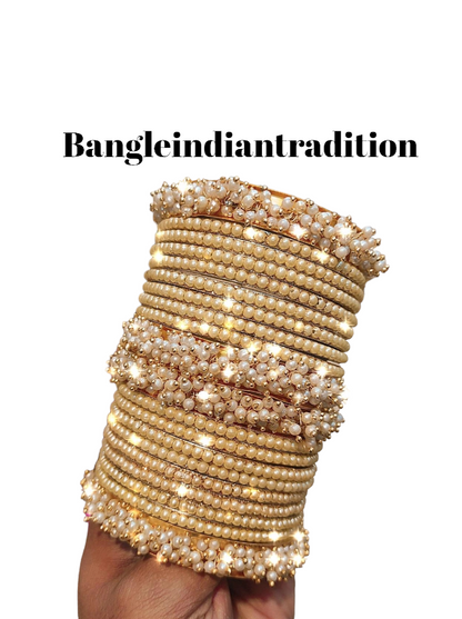 Pearlbangles set with lahariya kada