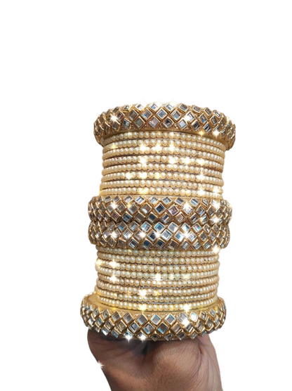 Pearl bangles with choki kada