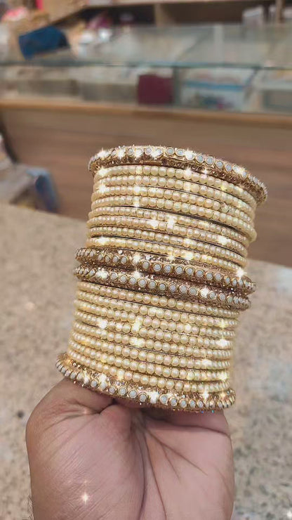 Pearl bangles with bindi chudi